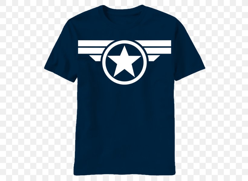 Captain America T-shirt Bucky Barnes Marvel Cinematic Universe, PNG, 582x600px, Captain America, Active Shirt, Avengers Infinity War, Blue, Brand Download Free