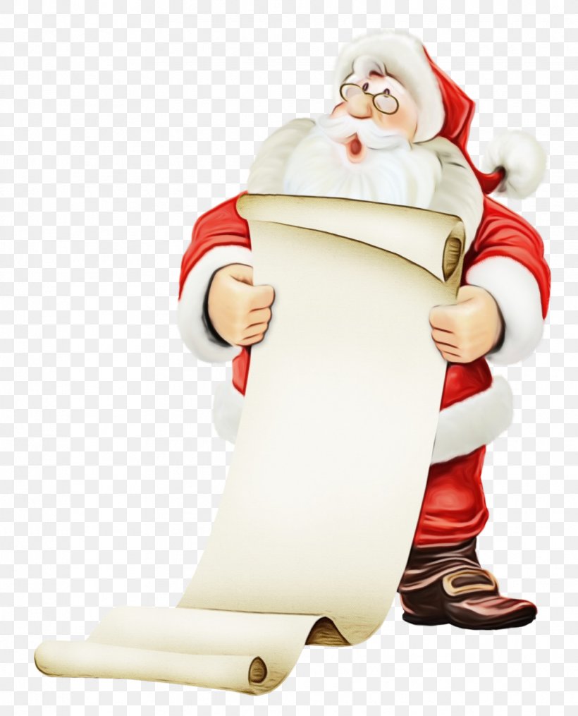 Santa Claus, PNG, 1034x1280px, Watercolor, Christmas, Fictional Character, Figurine, Paint Download Free