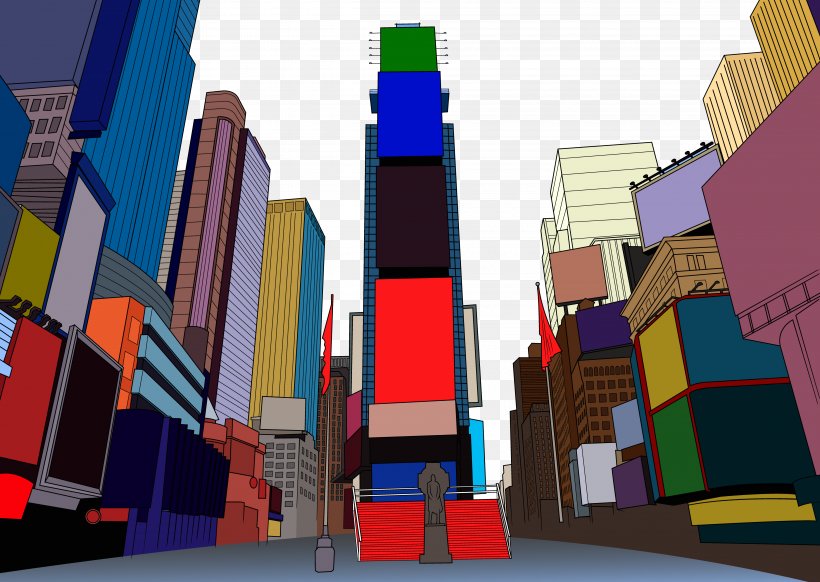 Times Square Broadway Flat Design, PNG, 4575x3250px, Times Square, Broadway, Drawing, Flat Design, Games Download Free