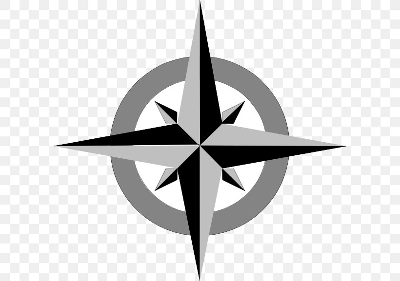 Compass Rose Clip Art, PNG, 600x577px, Compass Rose, Black And White, Compass, Leaf, Openoffice Draw Download Free