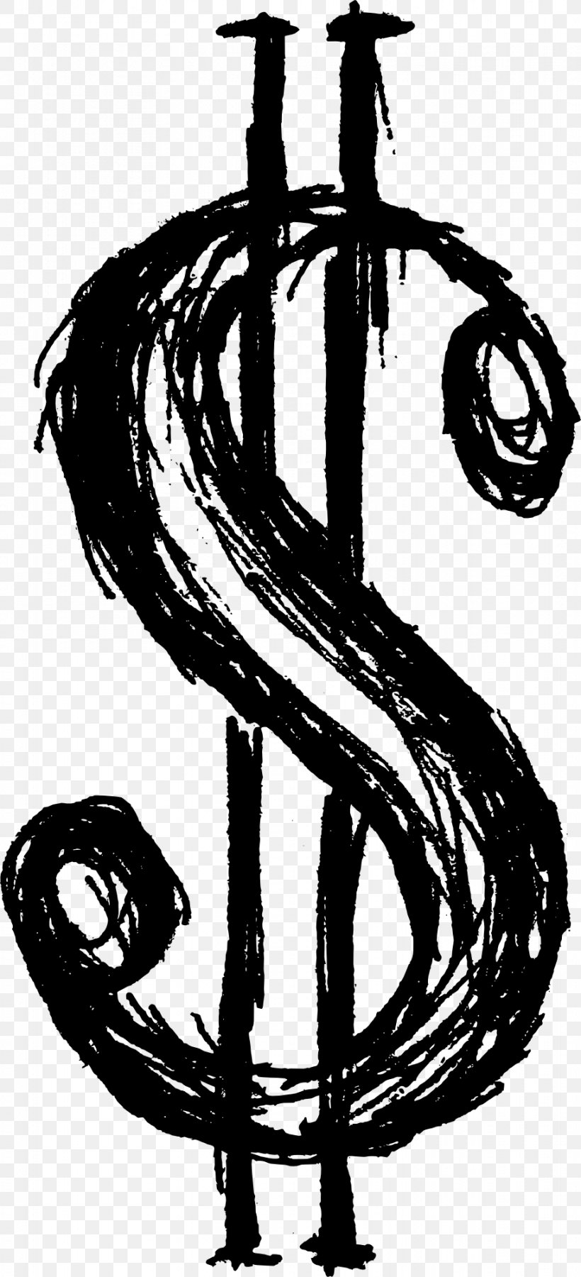 Dollar Sign Drawing Currency Symbol, PNG, 911x2000px, Dollar Sign, Anchor, Art, Australian Dollar, Black And White Download Free