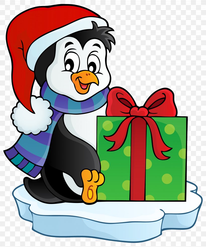 Penguin Santa Claus Christmas Gift Clip Art, PNG, 4308x5162px, Penguin, Area, Artwork, Beak, Bird Download Free
