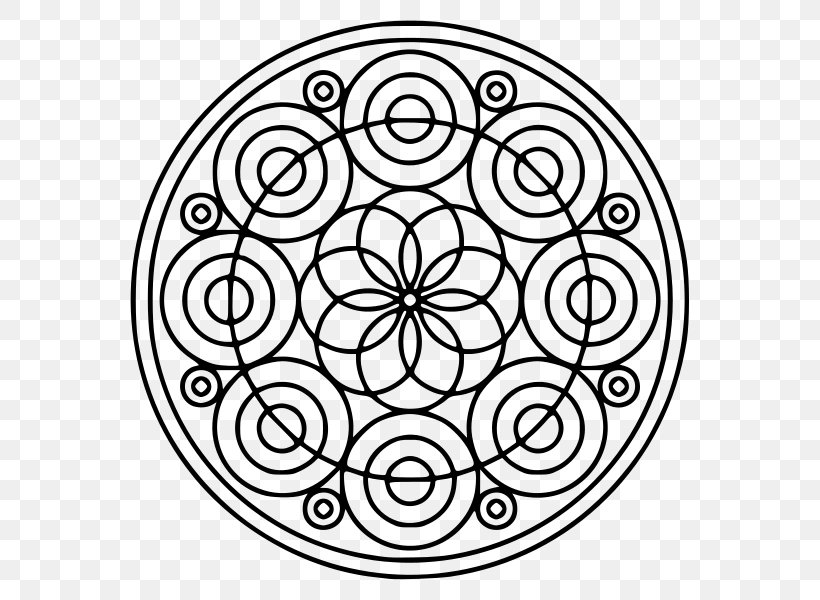 Paint A Mandala Coloring Book Child Drawing, PNG, 600x600px, Mandala, Area, Ausmalbild, Black And White, Child Download Free