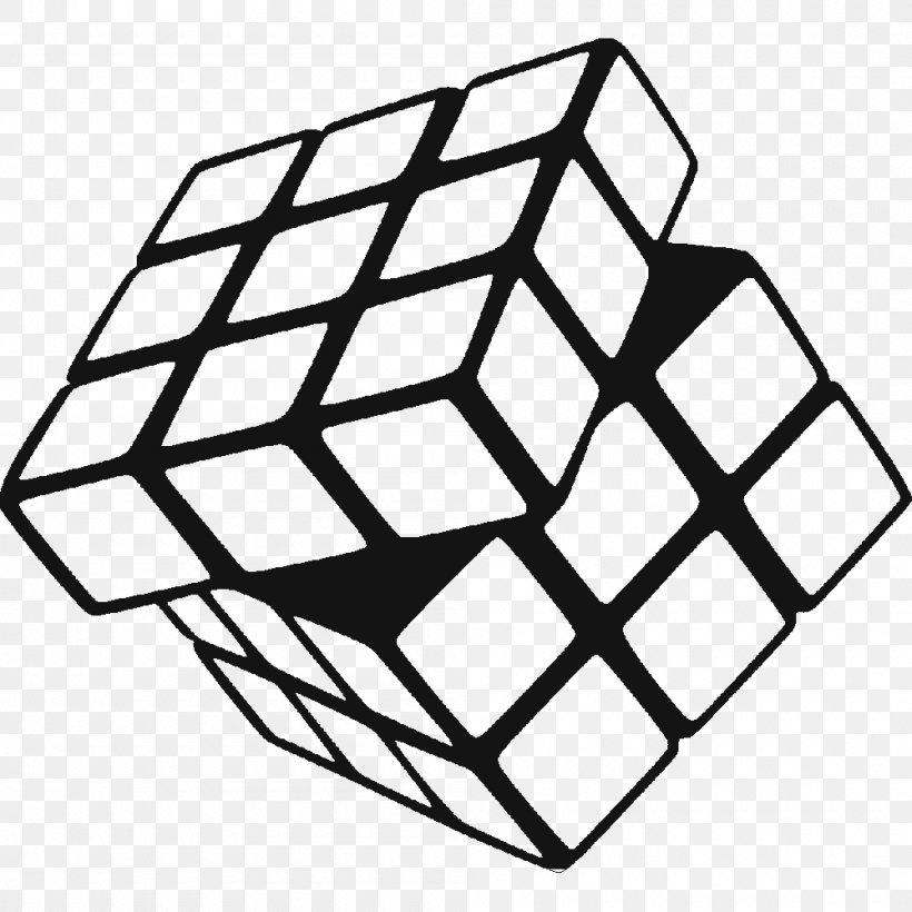 Rubik's Cube Sticker Wall Decal, PNG, 1000x1000px, Cube, Area, Black And White, Combination Puzzle, Decal Download Free