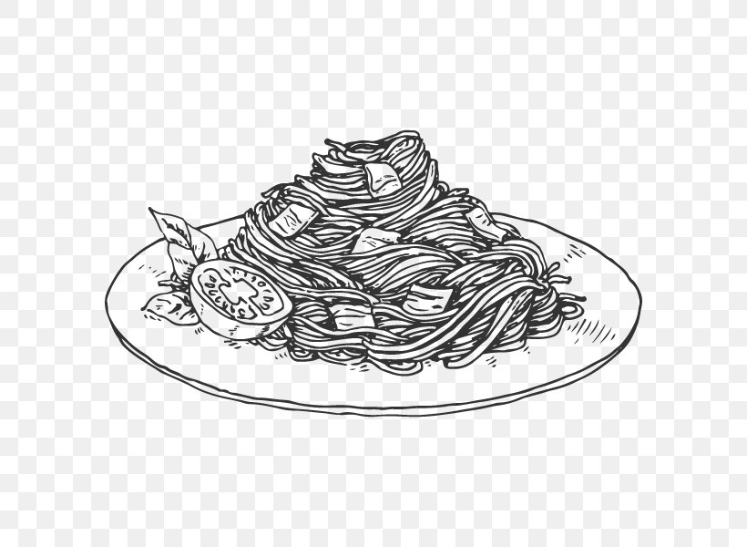 Pasta Salad Italian Cuisine Carbonara Fettuccine Alfredo, PNG, 600x600px, Pasta, Black And White, Carbonara, Drawing, Fettuccine Download Free