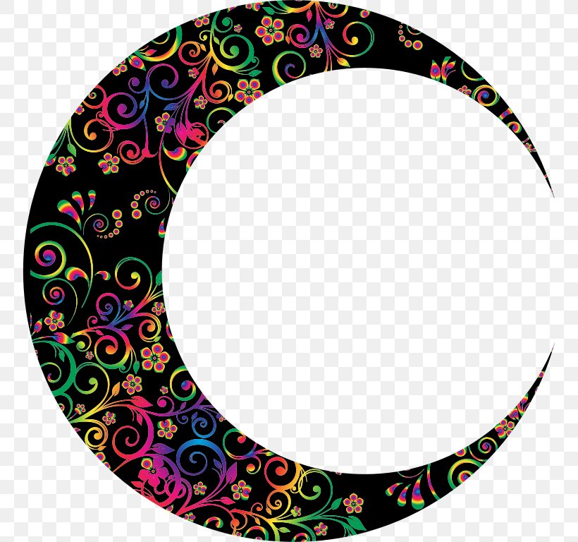 Moon Lunar Phase Clip Art, PNG, 756x768px, Moon, Crescent, Drawing, Eerste Kwartier, Floral Design Download Free