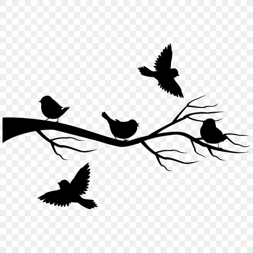 Bird Wall Decal Duck Silhouette, PNG, 1024x1024px, Bird, Animal, Beak, Bird Of Prey, Black And White Download Free