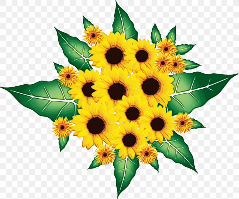 Sunflower, PNG, 1119x931px, Sunflower, Cut Flowers, Flower, Leaf, Paint Download Free