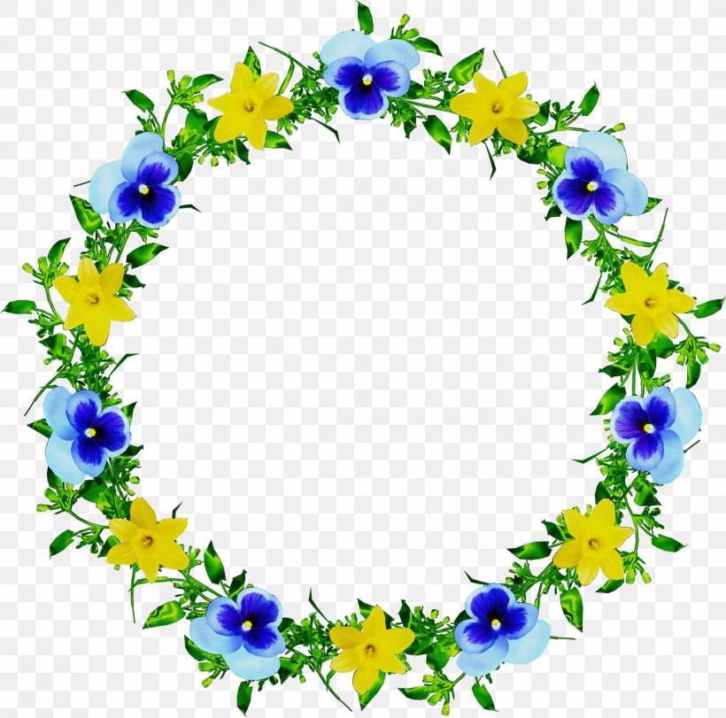 Blue Flower Lei Clip Art Plant, PNG, 2292x2267px, Watercolor, Blue, Borage Family, Flower, Interior Design Download Free