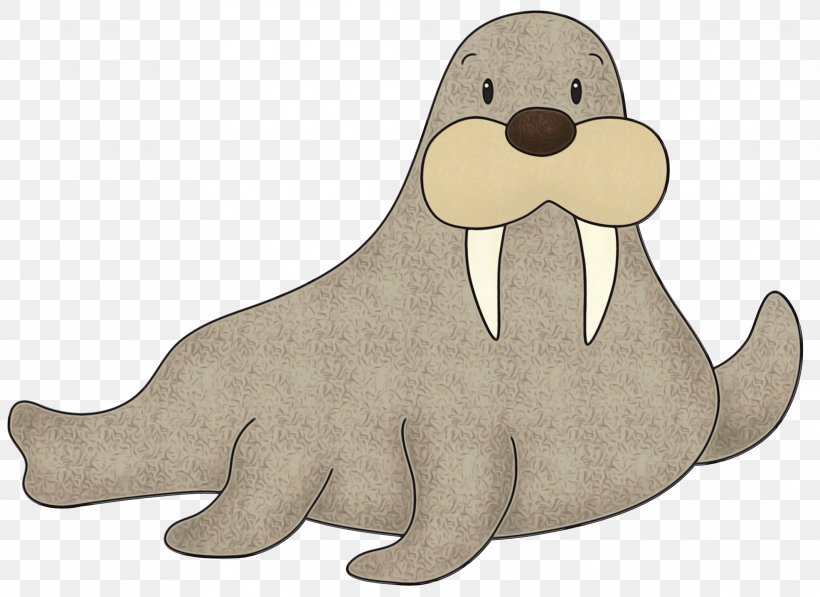 Seal Walrus Earless Seal Cartoon Marine Mammal, PNG, 2127x1550px, Watercolor, Animal Figure, California Sea Lion, Cartoon, Earless Seal Download Free
