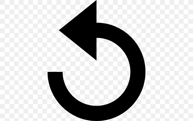 Undo Arrow Symbol, PNG, 512x512px, Undo, Black And White, Brand, Button, Crescent Download Free
