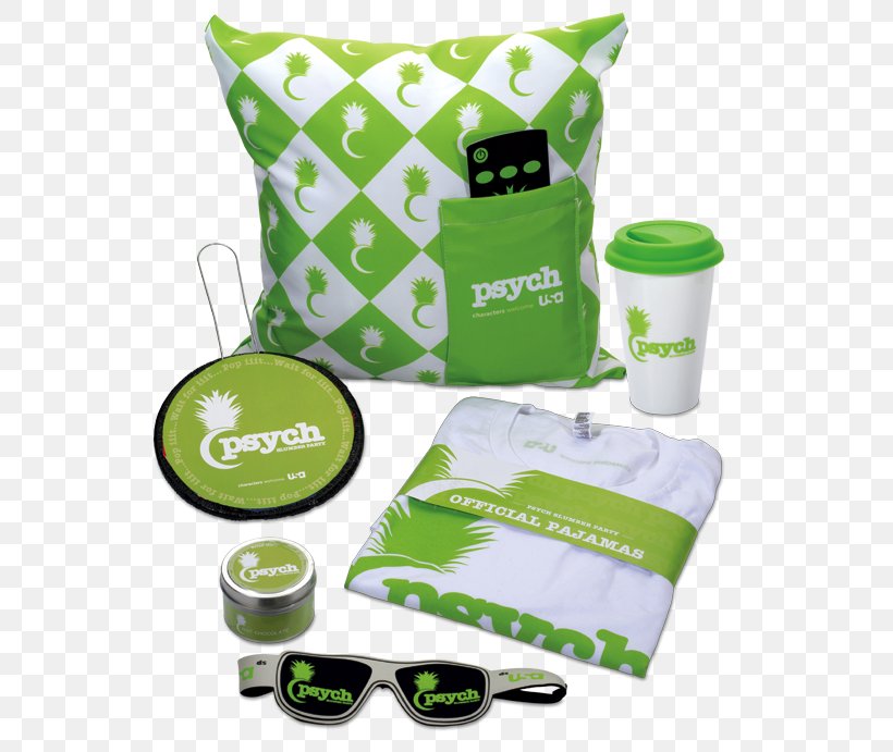 PSYCH Slumber Party Television Show USA Network, PNG, 589x691px, Psych Slumber Party, Brand, Green, Marketing, Pajamas Download Free