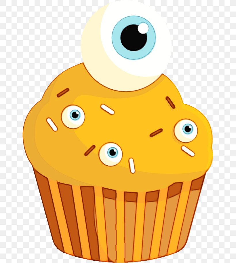 Cupcake Muffin Baking Cup Yellow Baked Goods, PNG, 663x913px, Watercolor, Baked Goods, Baking Cup, Cupcake, Junk Food Download Free