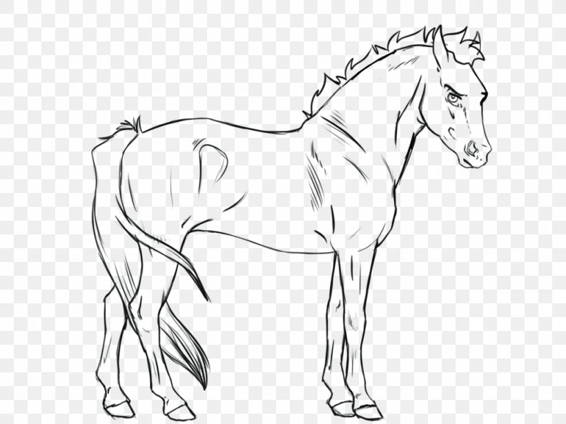 Line Art Stallion Foal Mustang Pony, PNG, 1024x768px, Line Art, Animal Figure, Artwork, Black And White, Bridle Download Free