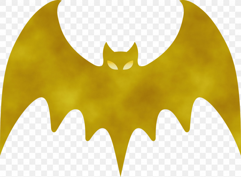 Yellow Bat-m Font, PNG, 3000x2204px, Halloween, Batm, Paint, Watercolor, Wet Ink Download Free