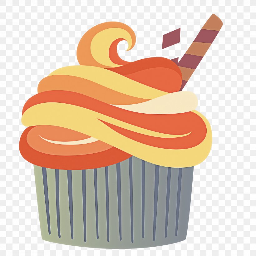 Orange, PNG, 3000x3000px, Baking Cup, Cream, Cupcake, Dessert, Food Download Free