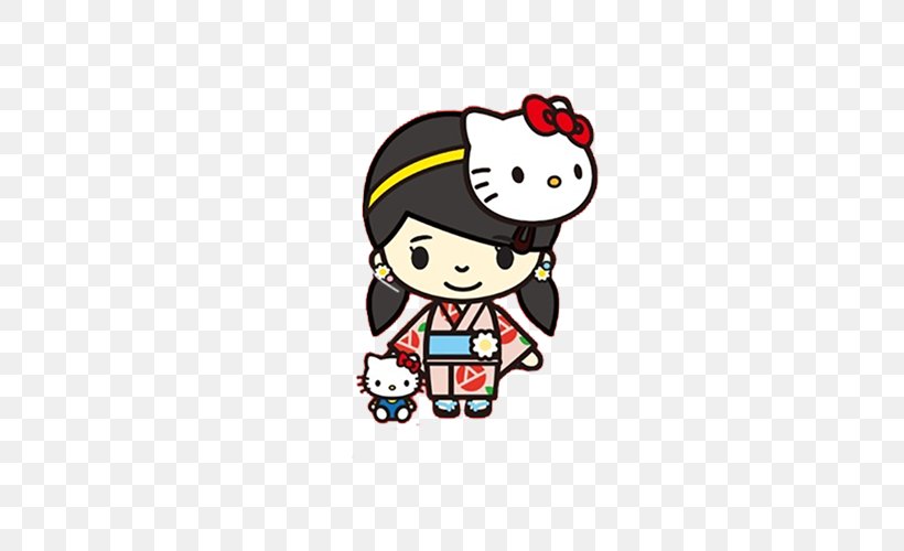 Japan Hello Kitty Sanrio Kimono Toy, PNG, 500x500px, Watercolor, Cartoon, Flower, Frame, Heart Download Free