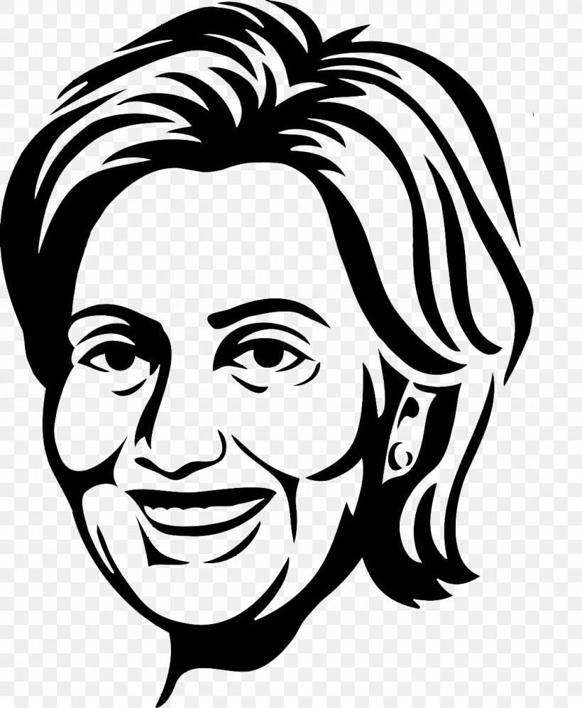 Hillary Clinton President Of The United States T-shirt Clip Art, PNG, 1069x1300px, Hillary Clinton, Black And White, Drawing, Face, Facial Expression Download Free