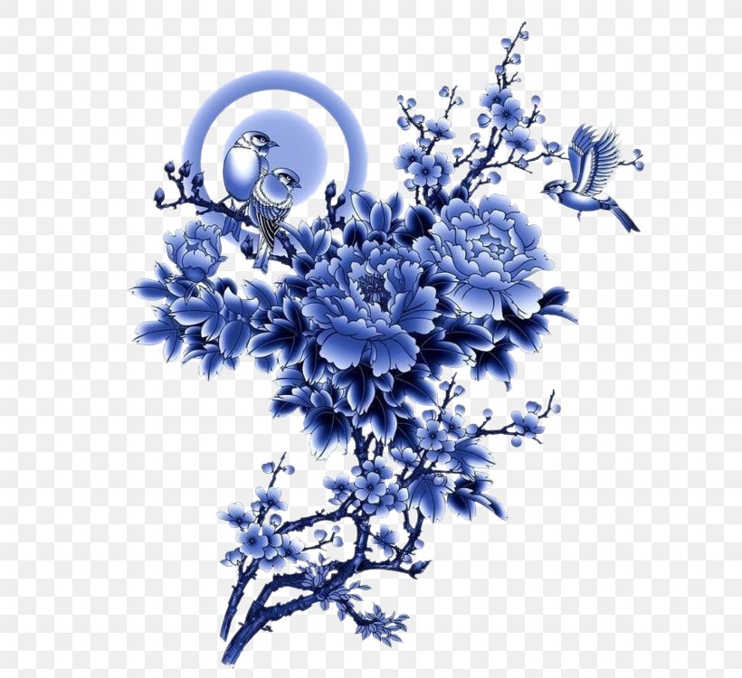Blue And White Pottery Motif Graphic Design Chinoiserie, PNG, 750x750px, Blue And White Pottery, Art, Blossom, Blue, Branch Download Free