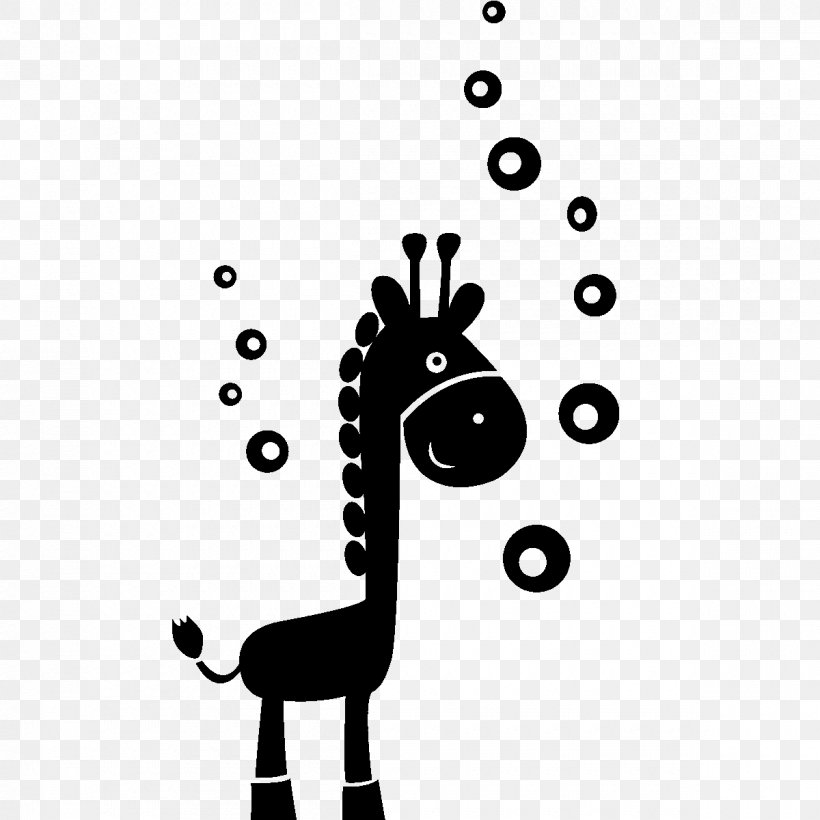 Giraffe Wall Decal Sticker Room, PNG, 1200x1200px, Giraffe, Art, Black And White, Cartoon, Child Download Free