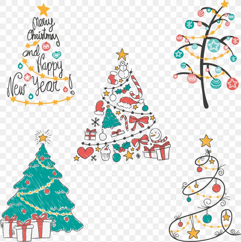 Christmas Tree Euclidean Vector Drawing, PNG, 1042x1046px, Christmas Tree, Area, Christmas, Christmas And Holiday Season, Christmas Card Download Free