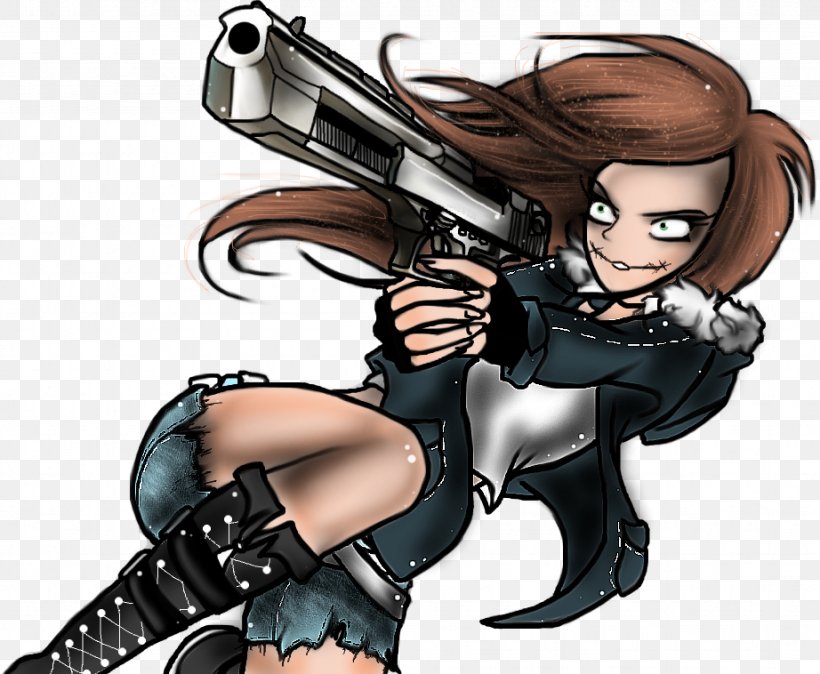 Fiction Gun Cartoon Black Hair, PNG, 922x758px, Watercolor, Cartoon, Flower, Frame, Heart Download Free