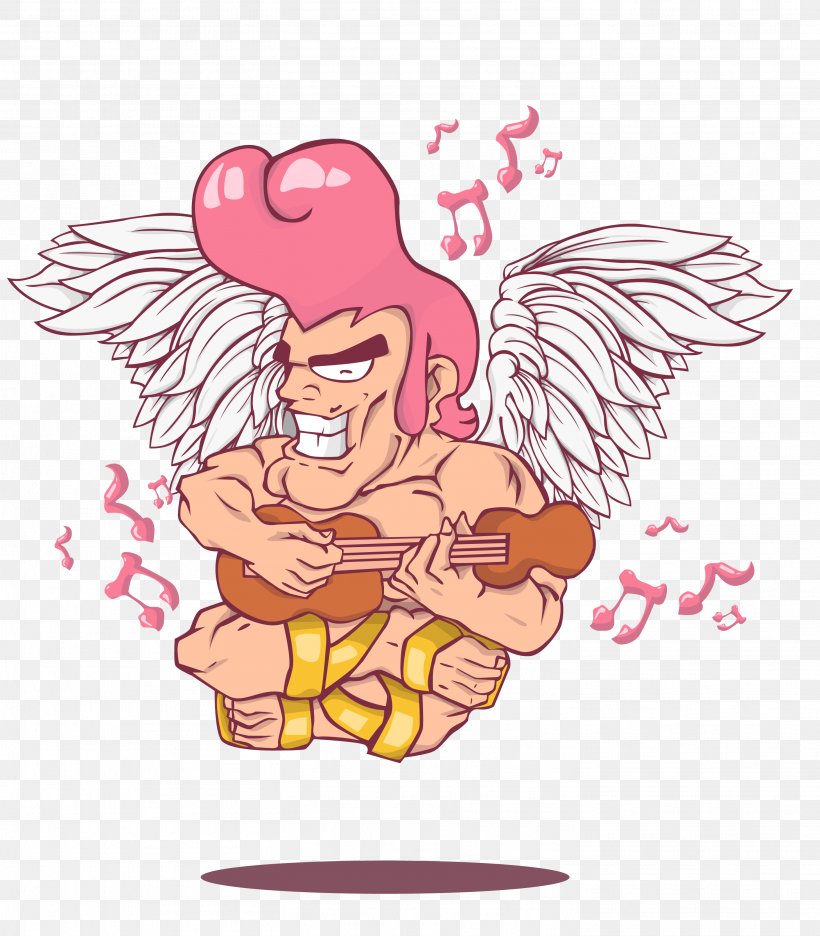 Muscle Angel Heart Illustration, PNG, 2917x3333px, Watercolor, Cartoon, Flower, Frame, Heart Download Free