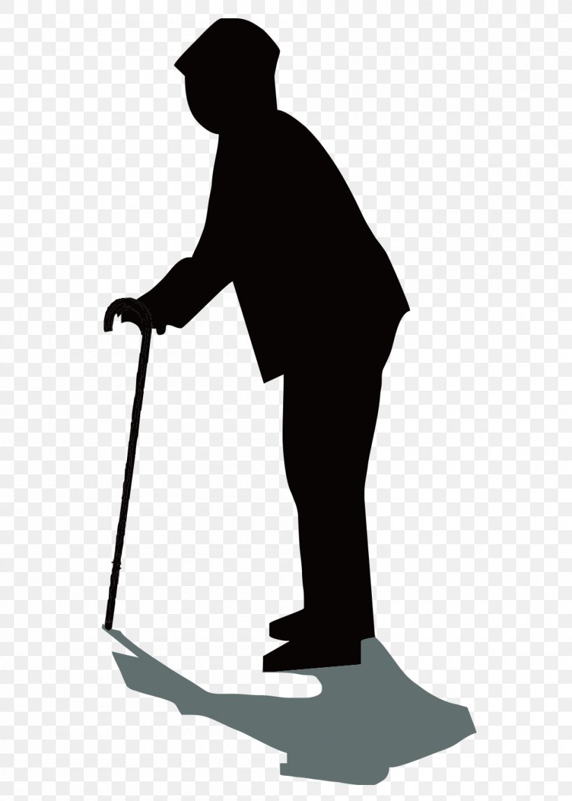 Silhouette Old Age, PNG, 1000x1400px, Silhouette, Black, Black And White, Footwear, Gratis Download Free