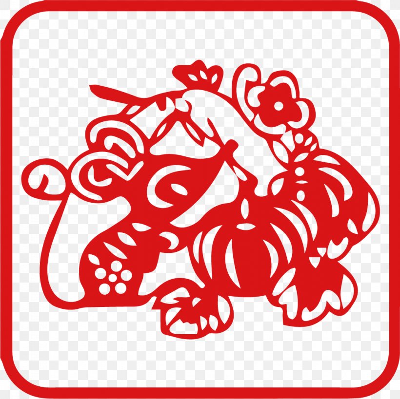 Chinese Zodiac Papercutting Rat Dragon Rabbit, PNG, 1072x1071px, Watercolor, Cartoon, Flower, Frame, Heart Download Free