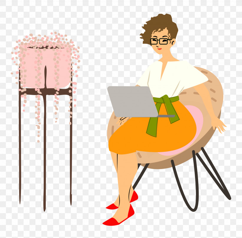 Alone Time Lady Computer, PNG, 2500x2454px, Alone Time, Behavior, Biology, Cartoon, Chair Download Free