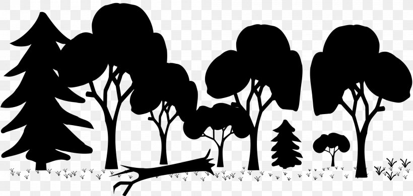 Forest Clip Art, PNG, 2000x952px, Forest, Black, Black And White, Branch, Drawing Download Free