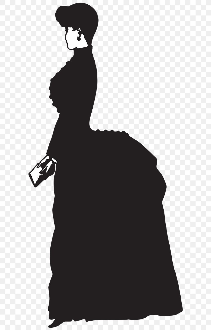 Old-Fashioned Silhouettes Clip Art, PNG, 619x1280px, Silhouette, Black, Black And White, Dress, Neck Download Free