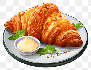 Croissant - Delicious Croissant With Butter Garnish PNG