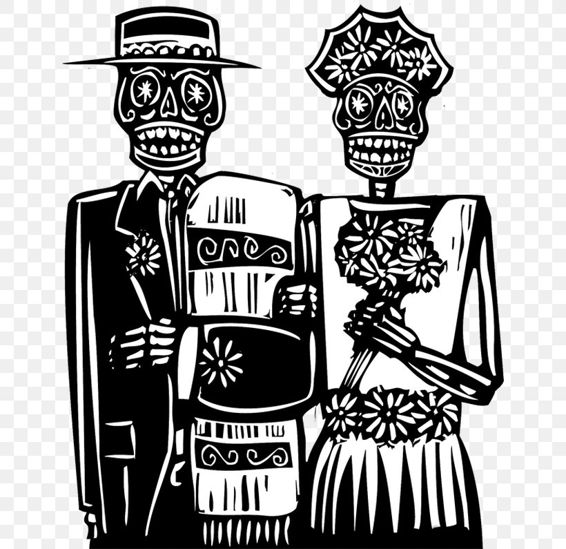 Day Of The Dead Death Illustration, PNG, 640x795px, Day Of The Dead, Black And White, Bone, Brand, Bridegroom Download Free