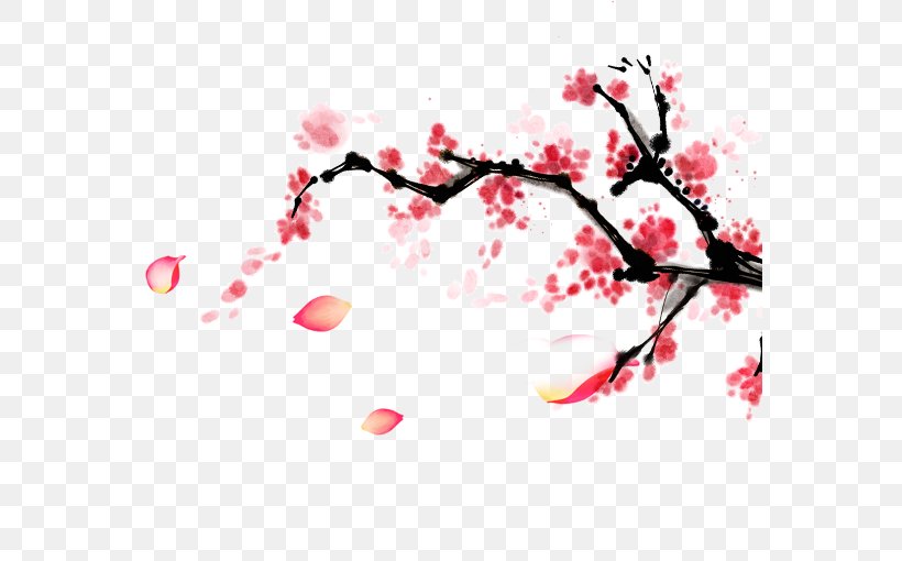 Ink Wash Painting Plum Blossom, PNG, 567x510px, Ink Wash Painting, Blossom, Branch, Cherry Blossom, Chimonanthus Praecox Download Free