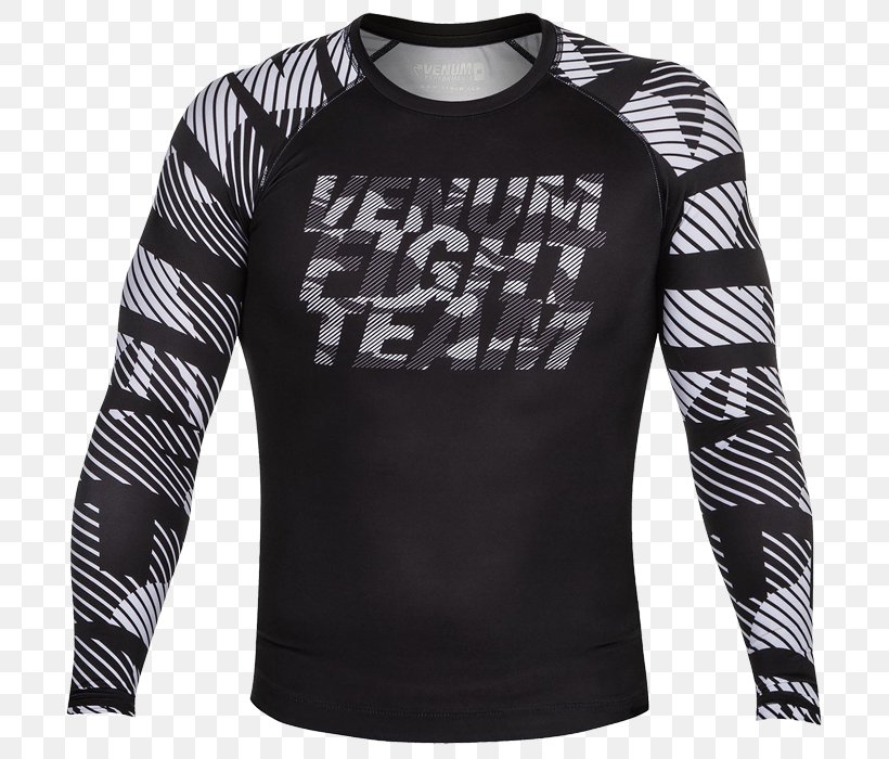 Long-sleeved T-shirt Rash Guard Venum Long-sleeved T-shirt, PNG, 700x700px, Tshirt, Black, Boxing, Brand, Clothing Download Free