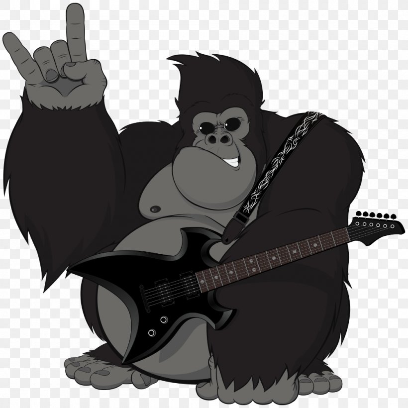 Gorilla Ape Primate Chimpanzee, PNG, 1000x1000px, Gorilla, Ape, Bear, Black, Black And White Download Free