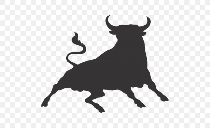 Spanish Fighting Bull Bumper Sticker Decal, PNG, 500x500px, Spanish Fighting Bull, Black And White, Bull, Bumper Sticker, Business Download Free