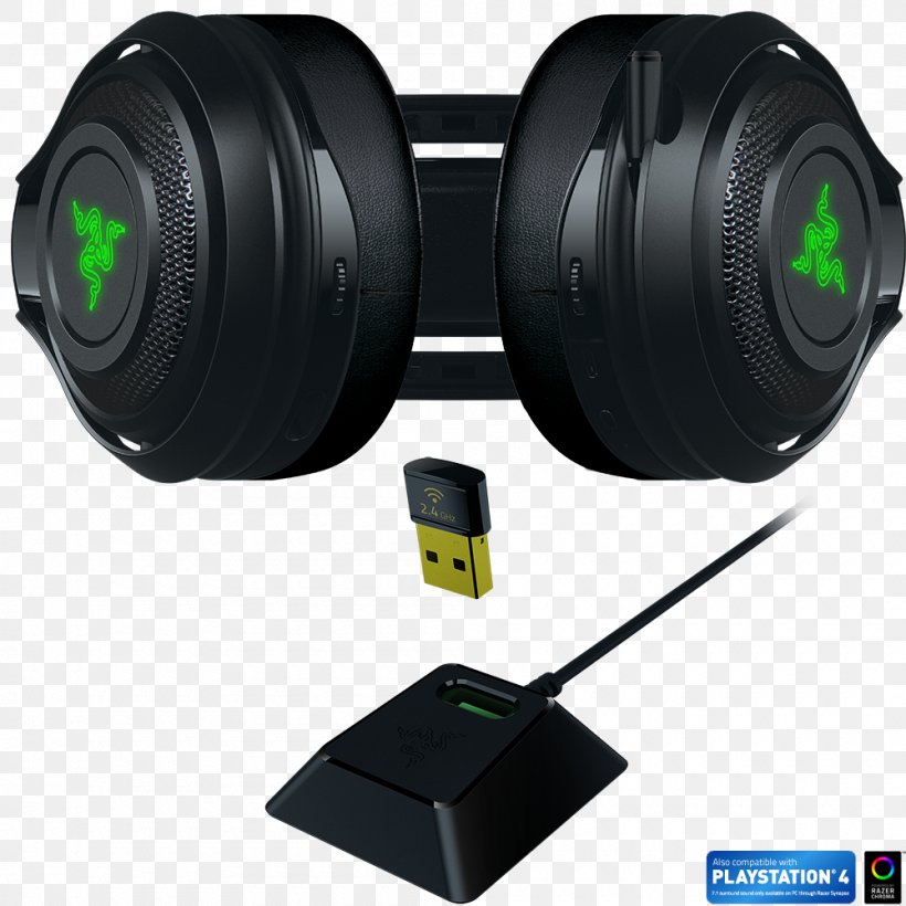 Razer Man O'War Headphones Headset Wireless 7.1 Surround Sound, PNG, 1000x1000px, 71 Surround Sound, Headphones, Audio, Audio Equipment, Camera Lens Download Free
