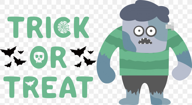 Trick Or Treat Halloween Trick-or-treating, PNG, 3000x1642px, Trick Or Treat, Behavior, Cartoon, Character, Green Download Free