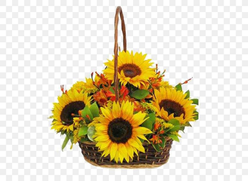 Common Sunflower Floral Design Floristry Basket, PNG, 600x600px, Common Sunflower, Artificial Flower, Basket, Birth, Birthday Download Free