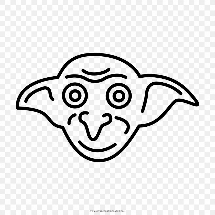 Dobby The House Elf Coloring Book Drawing Harry Potter, PNG, 1000x1000px, Dobby The House Elf, Area, Black, Black And White, Book Download Free