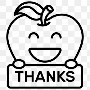 Thanks - Smiling Apple With Thanks Sign PNG
