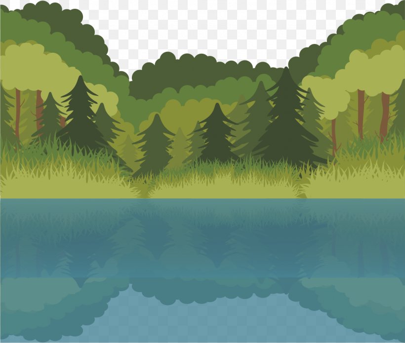 Lake Euclidean Vector Forest, PNG, 1333x1131px, Amazon Rainforest, Biome, Calm, Ecosystem, Forest Download Free