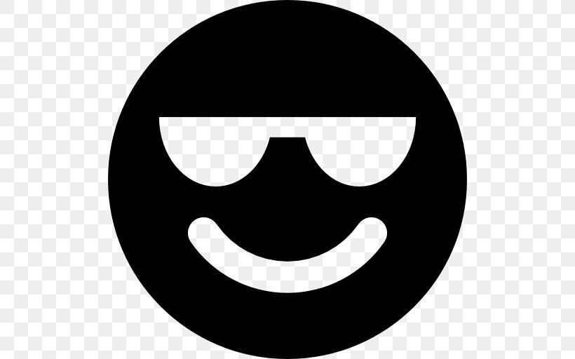 Emoticon Smiley Sunglasses, PNG, 512x512px, Emoticon, Black, Black And White, Emoji, Emote Download Free