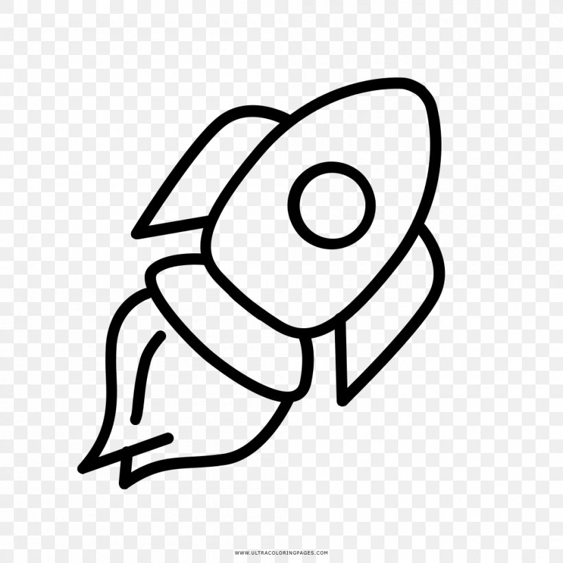 Drawing Black And White Coloring Book Rocket Line Art, PNG, 1000x1000px, Watercolor, Cartoon, Flower, Frame, Heart Download Free