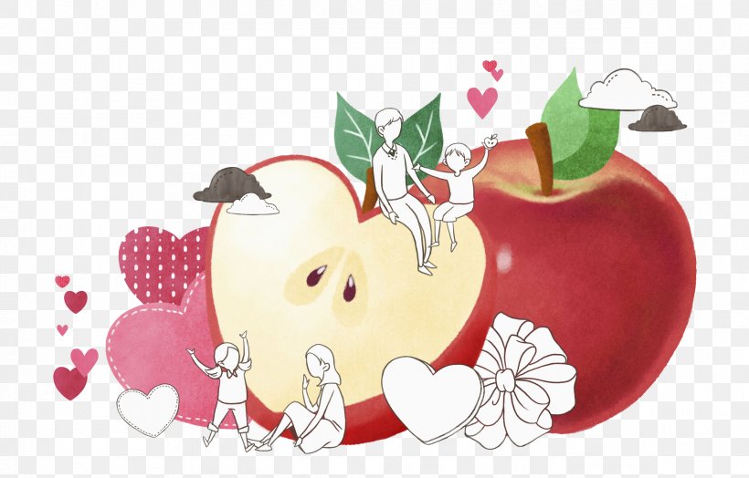 Apple Illustration, PNG, 2336x1495px, Apple, Designer, Food, Fruit, Heart Download Free