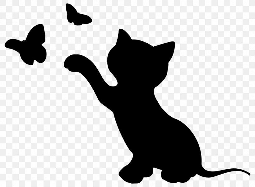 Kitten Cat Silhouette Clip Art, PNG, 1000x734px, Kitten, Black, Black And White, Black Cat, Carnivoran Download Free