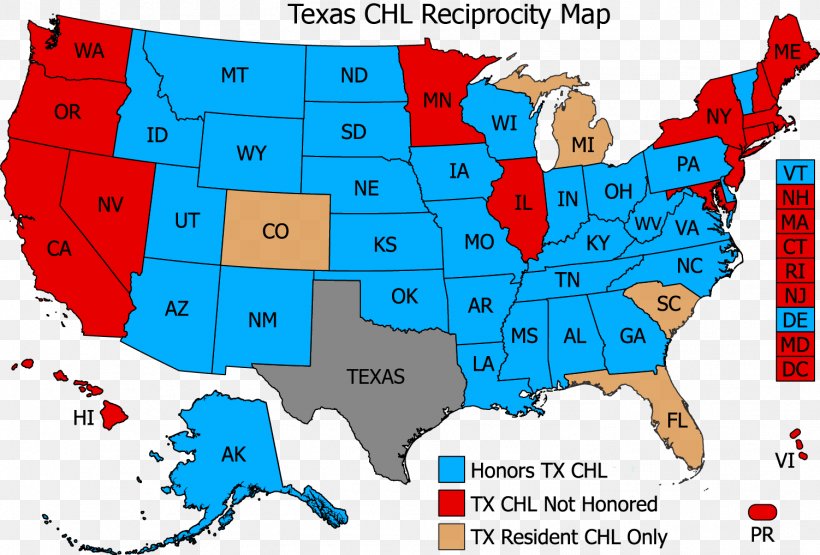 Texas Concealed Carry Reciprocity Act Of 2017 Handgun Map, PNG, 1502x1018px, Texas, Area, Concealed Carry, Diagram, Firearm Download Free