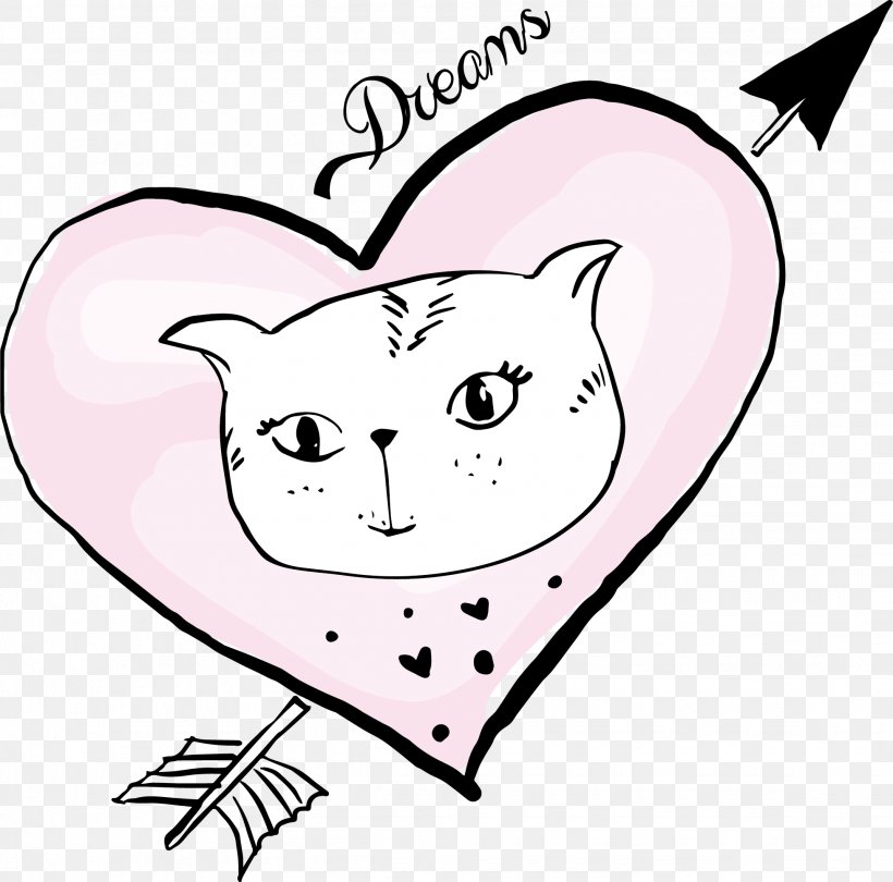 Cat Whiskers Illustration, PNG, 1955x1933px, Watercolor, Cartoon, Flower, Frame, Heart Download Free